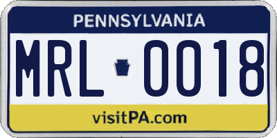 PA license plate MRL0018