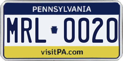 PA license plate MRL0020