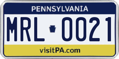 PA license plate MRL0021