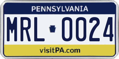 PA license plate MRL0024