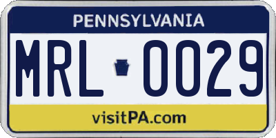 PA license plate MRL0029