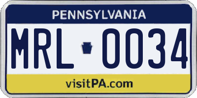 PA license plate MRL0034