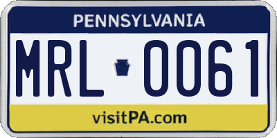 PA license plate MRL0061