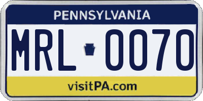 PA license plate MRL0070