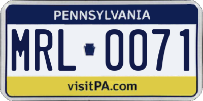 PA license plate MRL0071
