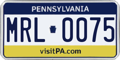 PA license plate MRL0075