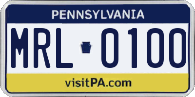 PA license plate MRL0100