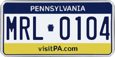 PA license plate MRL0104