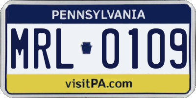 PA license plate MRL0109