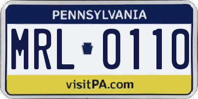 PA license plate MRL0110