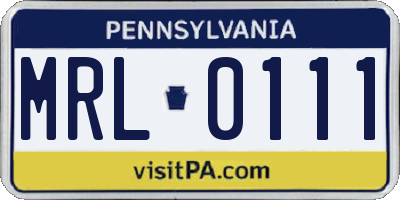 PA license plate MRL0111