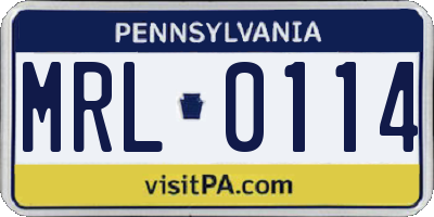 PA license plate MRL0114