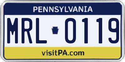 PA license plate MRL0119