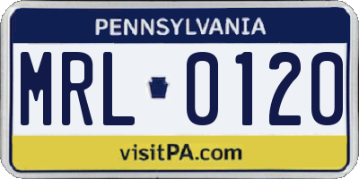 PA license plate MRL0120