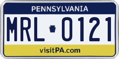 PA license plate MRL0121