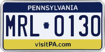 PA license plate MRL0130