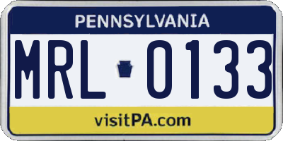 PA license plate MRL0133