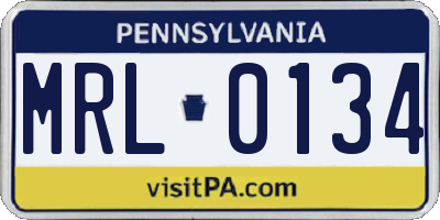 PA license plate MRL0134