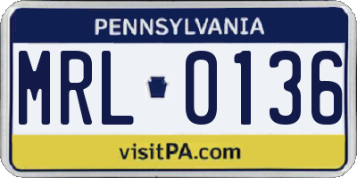 PA license plate MRL0136