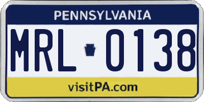 PA license plate MRL0138