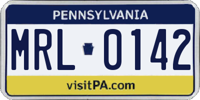 PA license plate MRL0142