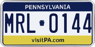 PA license plate MRL0144