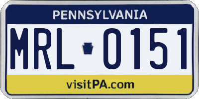 PA license plate MRL0151