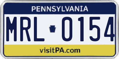 PA license plate MRL0154
