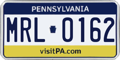 PA license plate MRL0162