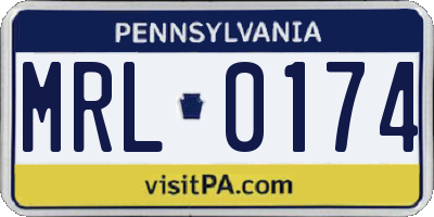 PA license plate MRL0174