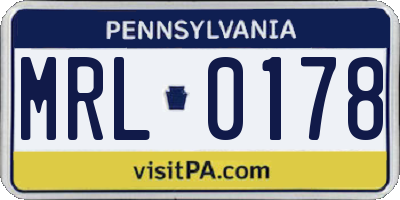 PA license plate MRL0178