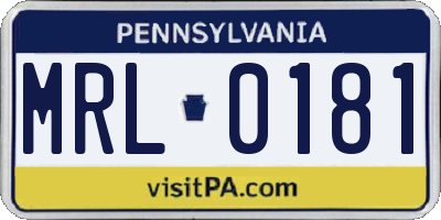 PA license plate MRL0181