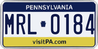 PA license plate MRL0184