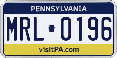 PA license plate MRL0196