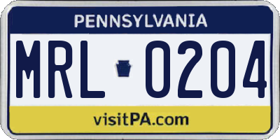 PA license plate MRL0204
