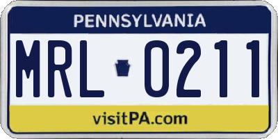 PA license plate MRL0211
