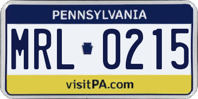 PA license plate MRL0215