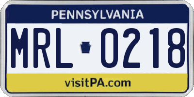 PA license plate MRL0218