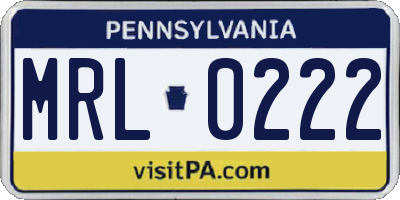 PA license plate MRL0222