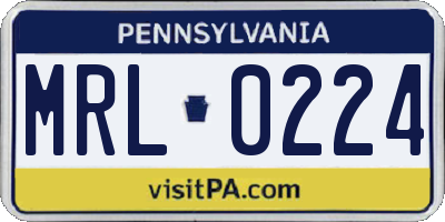 PA license plate MRL0224
