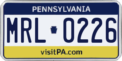 PA license plate MRL0226