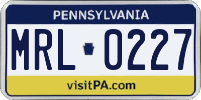 PA license plate MRL0227