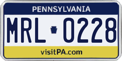 PA license plate MRL0228