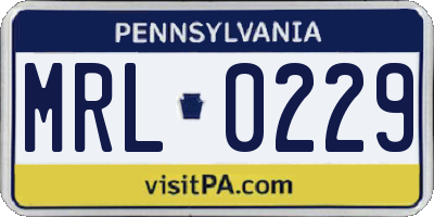 PA license plate MRL0229