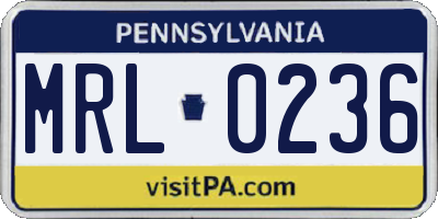 PA license plate MRL0236