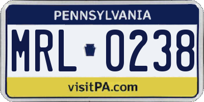 PA license plate MRL0238