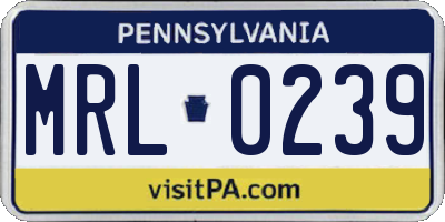 PA license plate MRL0239