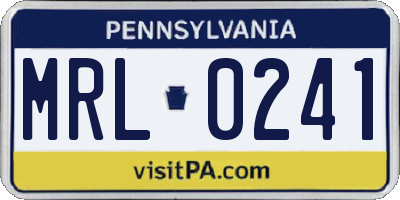 PA license plate MRL0241