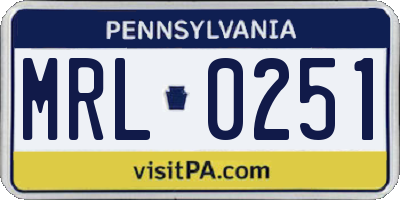 PA license plate MRL0251