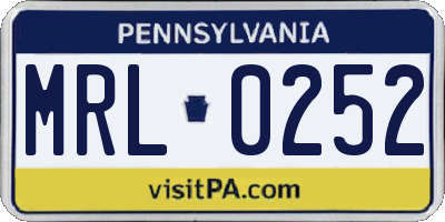 PA license plate MRL0252